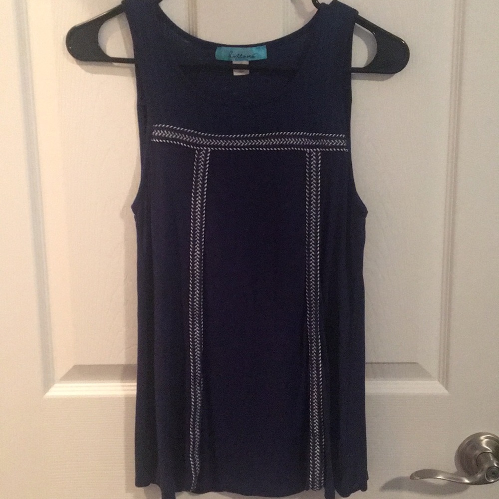 Blue w/ white detail tank top